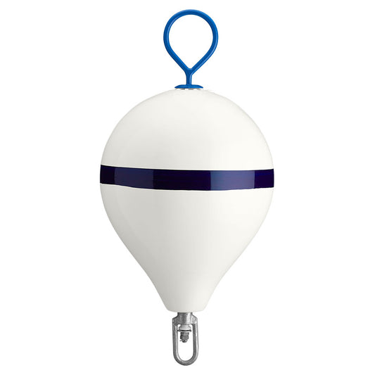Polyform 17" CM Mooring Buoy w/Galvanized Iron - White Blue Stripe [CM-3 WHITE W/STRIP]