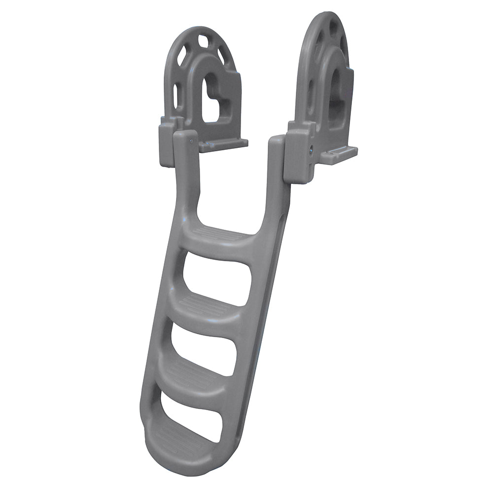 Dock Edge Stand-Off Flip-Up Polyethylene Roto Molded 4-Step Dock Ladder - Grey [DE2084F]